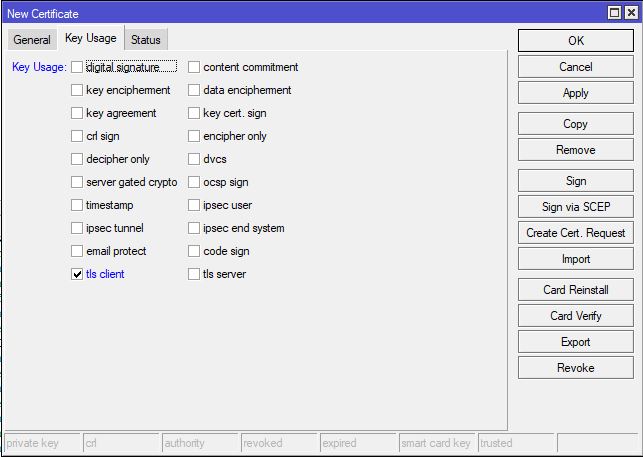 Create Cert Client Key Usage