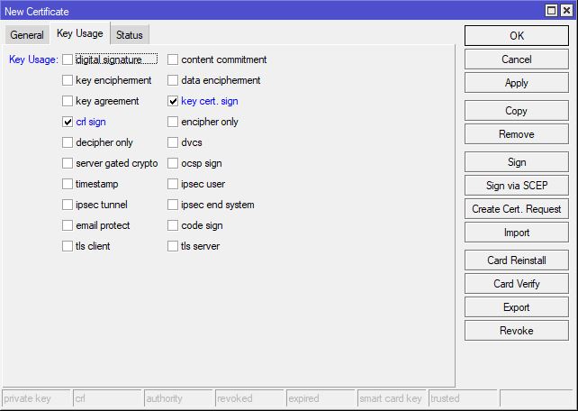 Create Cert Key Usage